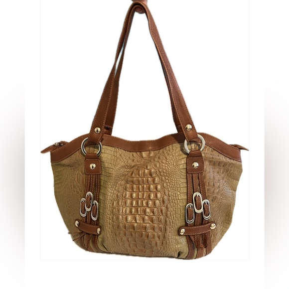 Marco Buggiani Croc Embossed Leather Bag - Picture 1 of 10